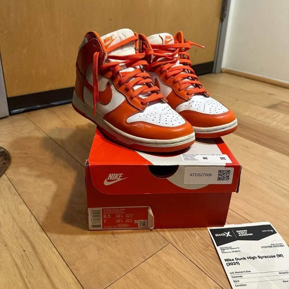 Nike Dunk High Syracuse-2021 Vibrant Orange and White Sneakers